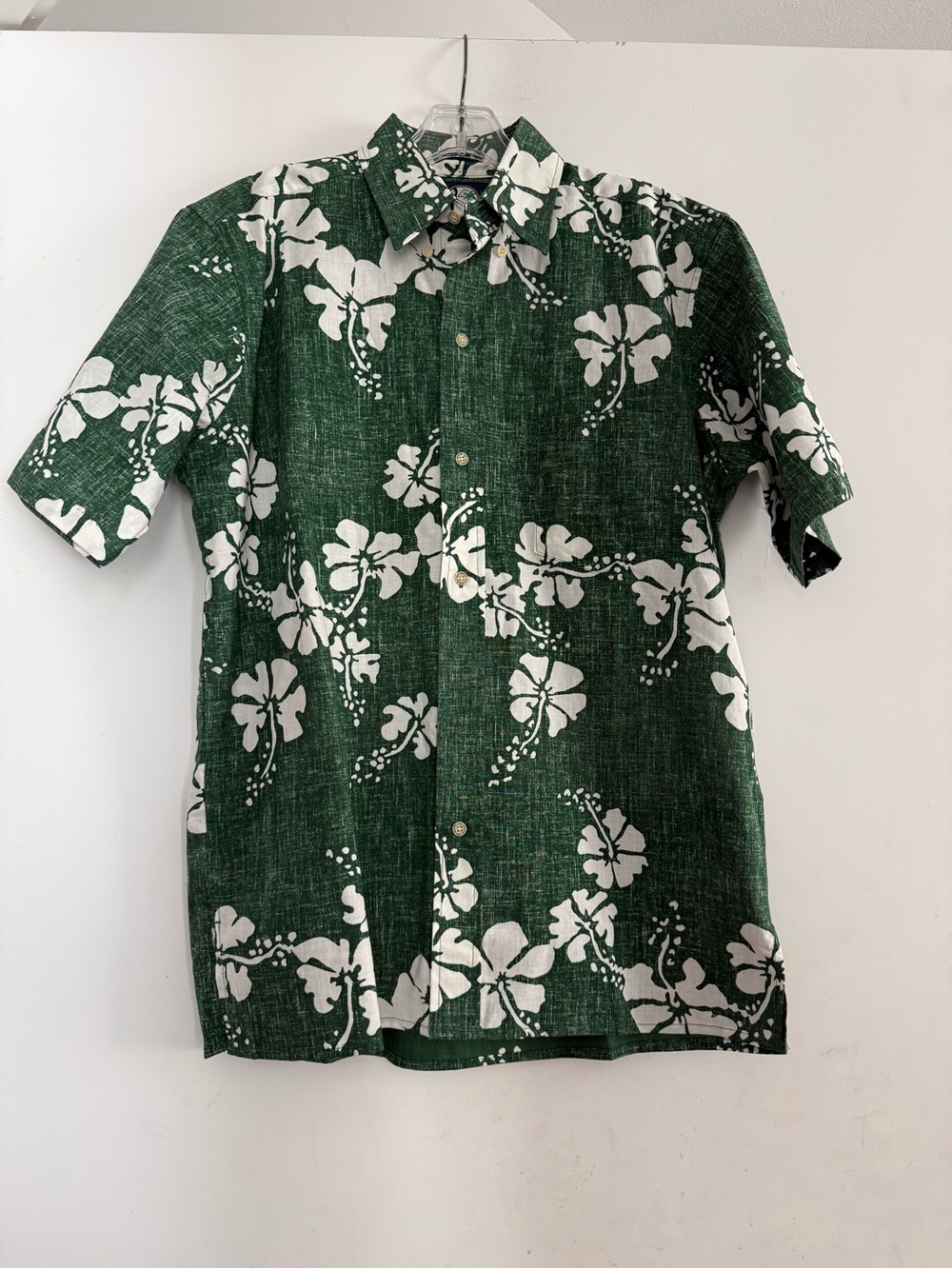 Reyn Spooner Hawaiian Shirt Green Hibiscus Floral Reverse Print Button Down Sz S